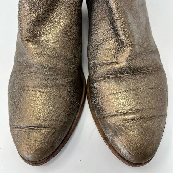 Joie Jodi Gold Metallic Leather Boots Booties Flaw Size Euro 40 - US 10 - Picture 4 of 8